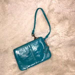 Coach turquoise wristlet